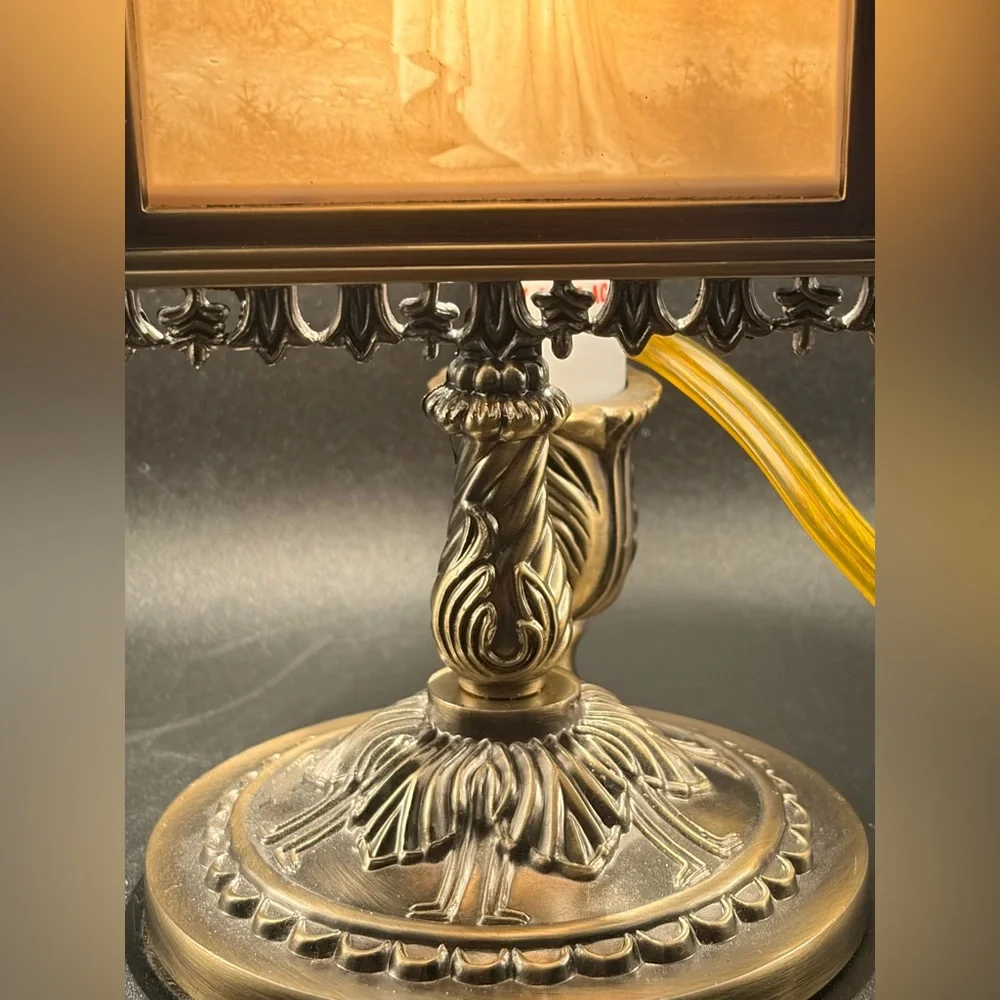 Vintage L’Innocence Madonna & Child Porcelain Lithophane Table Lamp, Mary & Lamb